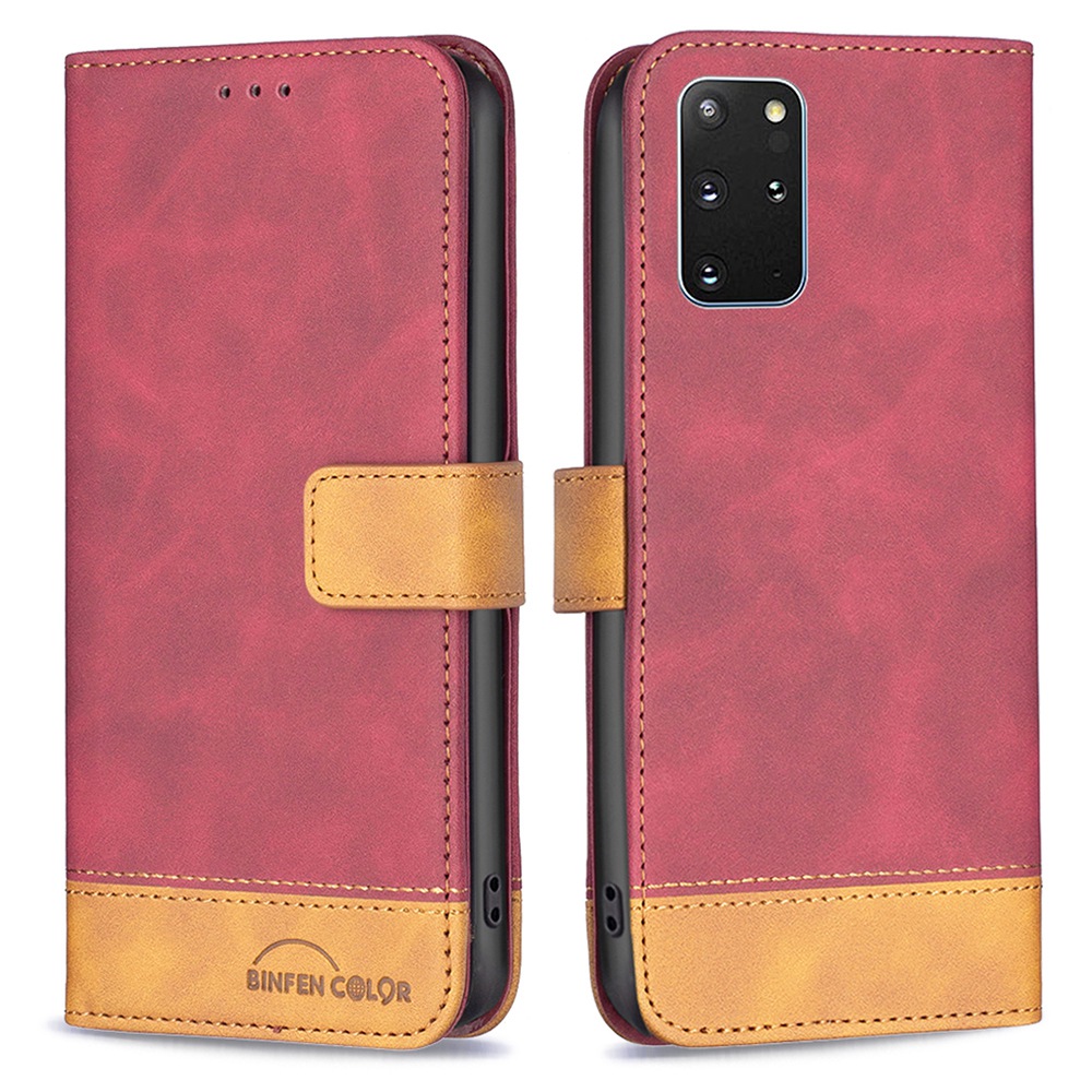 

BINFEN COLOR BF Leather Case Series-7 for Samsung Galaxy S20 Plus 4G/5G, Style 11 Matte Surface Anti-fingerprint Wallet Function PU Leather Phone Case with Stand - Red, Galaxy S20 Plus 5G