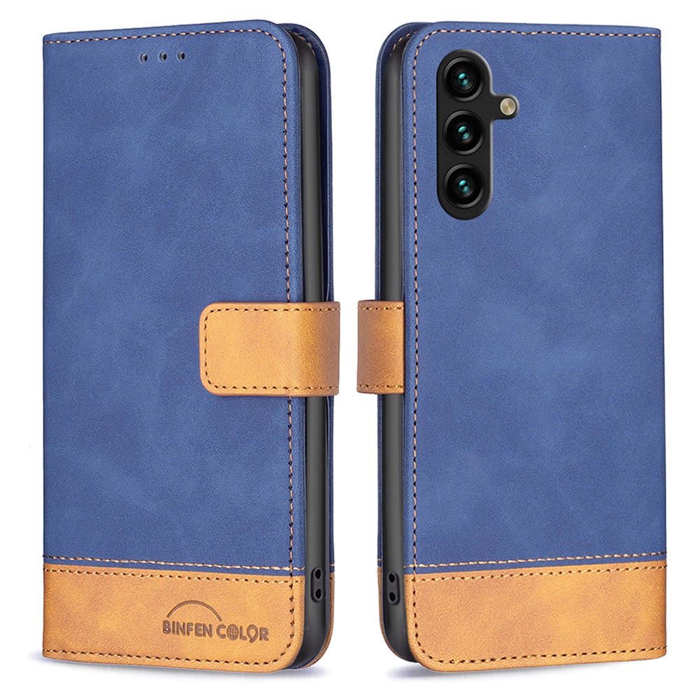 

BINFEN COLOR BF Leather Case Series-7 for Samsung Galaxy A13 5G / A04s 4G (164.7 x 76.7 x 9.1 mm), Style 11 Delicate Touch PU Leather Dual-Color Splicing Wallet Stand Case - Blue, Galaxy A13 5G