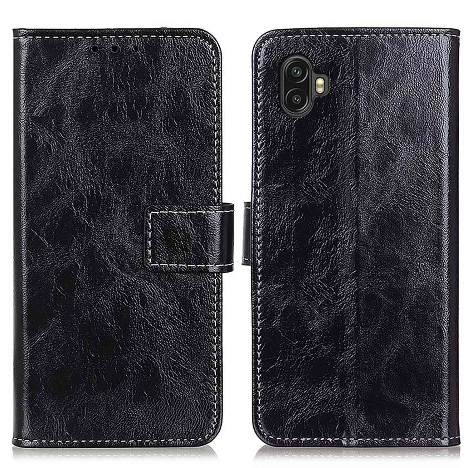

Для Samsung Galaxy Xcover Pro 2 Book Style Vintage Кожаная Обложка PU - Чернить, Galaxy Xcover Pro 2