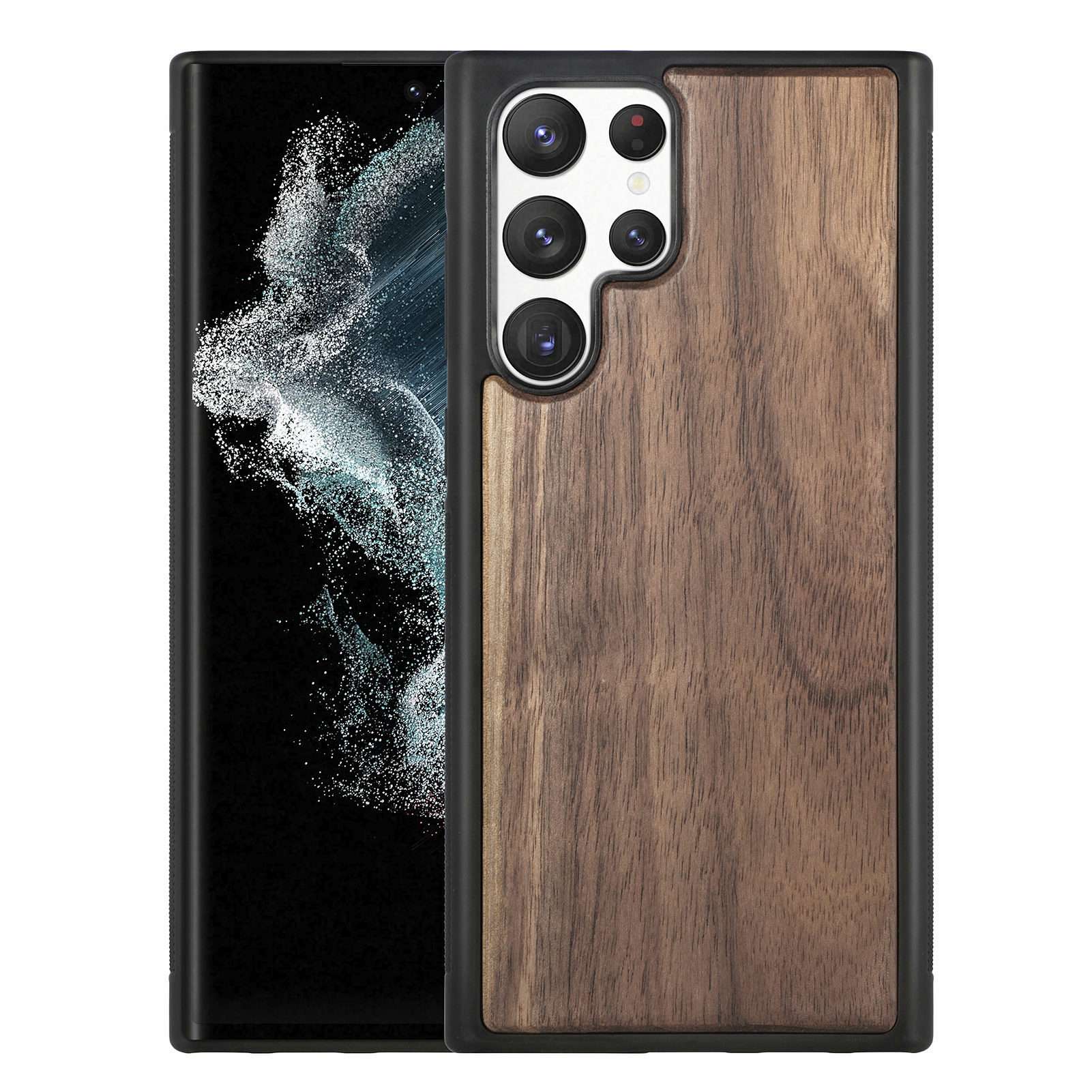 

Для Samsung Galaxy S22 Ultra 5G Wood Texture TPU Рама - Грецкий Орех, Galaxy S22 Ultra 5G
