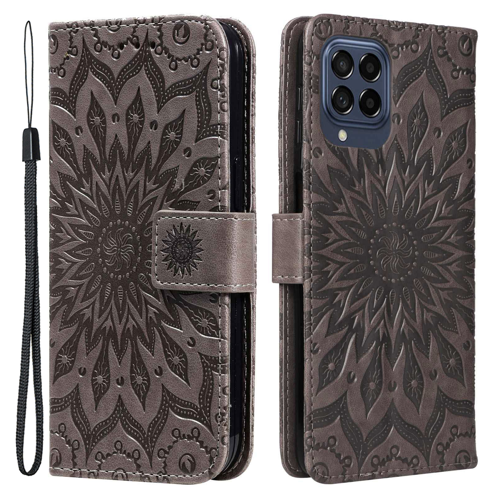 

KT Implinting Flower Series-1 Для Samsung Galaxy M53 5G Кошелек. - Серый, Galaxy M53 5G