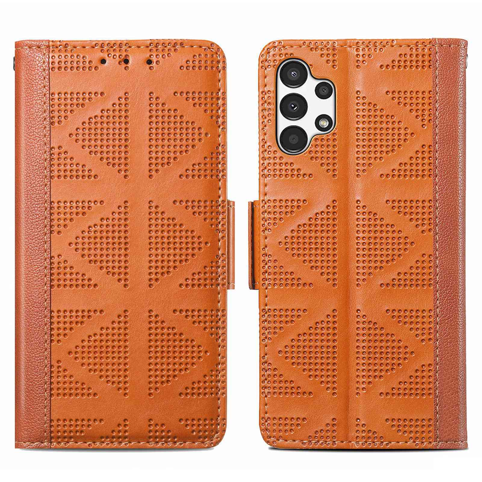 

Для Samsung Galaxy A13 4G Cross Rhombus Imprindted PU - Коричневый, Galaxy A13 4G