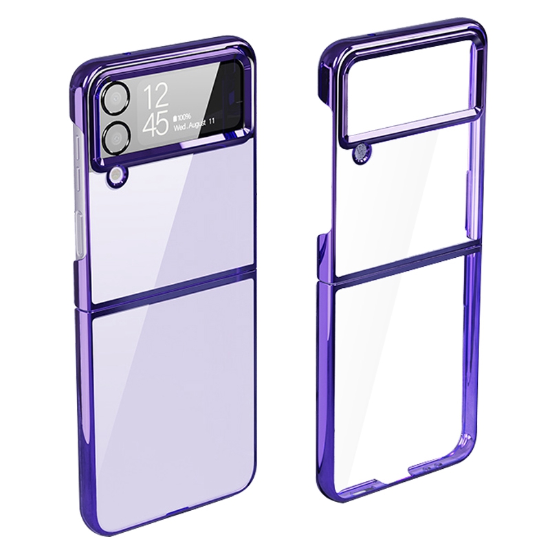 

For Samsung Galaxy Z Flip4 5G Electroplating Ultra Slim Phone Case Anti-scratch Transparent Folding Protective Cover - Purple, Galaxy Z Flip4 5G