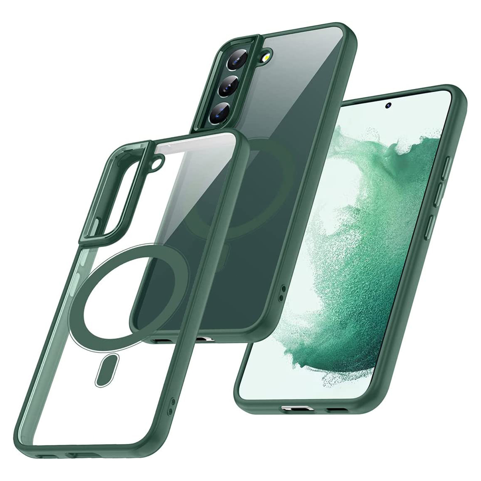 

Für Samsung Galaxy S23 Magnetic Phone Case Transparente Acryl -rücken -tpu -frame -telefonabdeckung - Grün, Galaxy S23