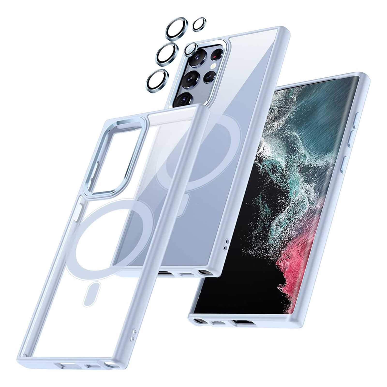 

Für Samsung Galaxy S23 Ultra Magnetic Phone Case Acryl+tpu Anti-drop Clear Telefonabdeckung - Blau, Galaxy S23 Ultra