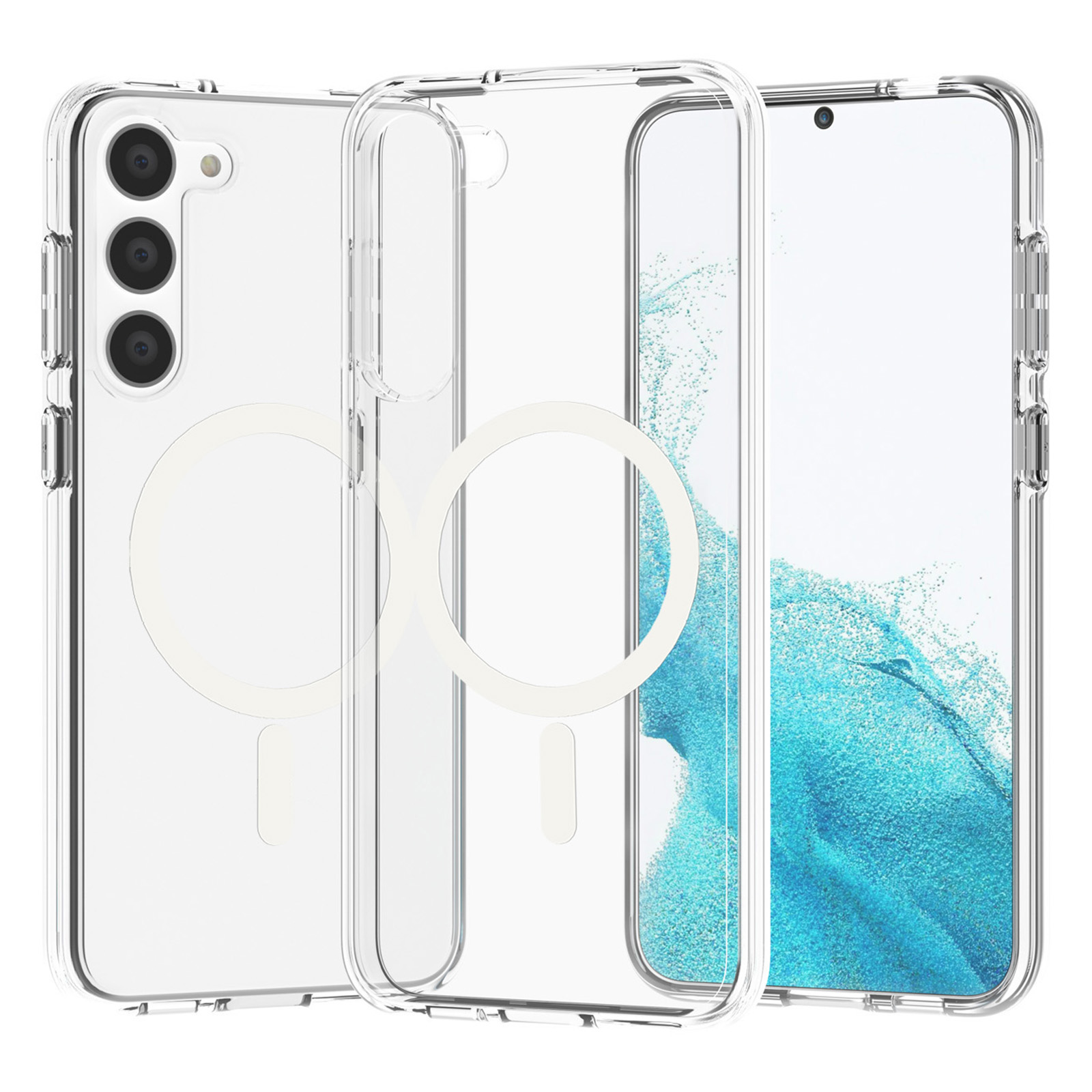 

Magnetische Hülle Für Samsung Galaxy S23, Hard PC Soft TPU Protective Telefonabdeckung - Transparent, Galaxy S23