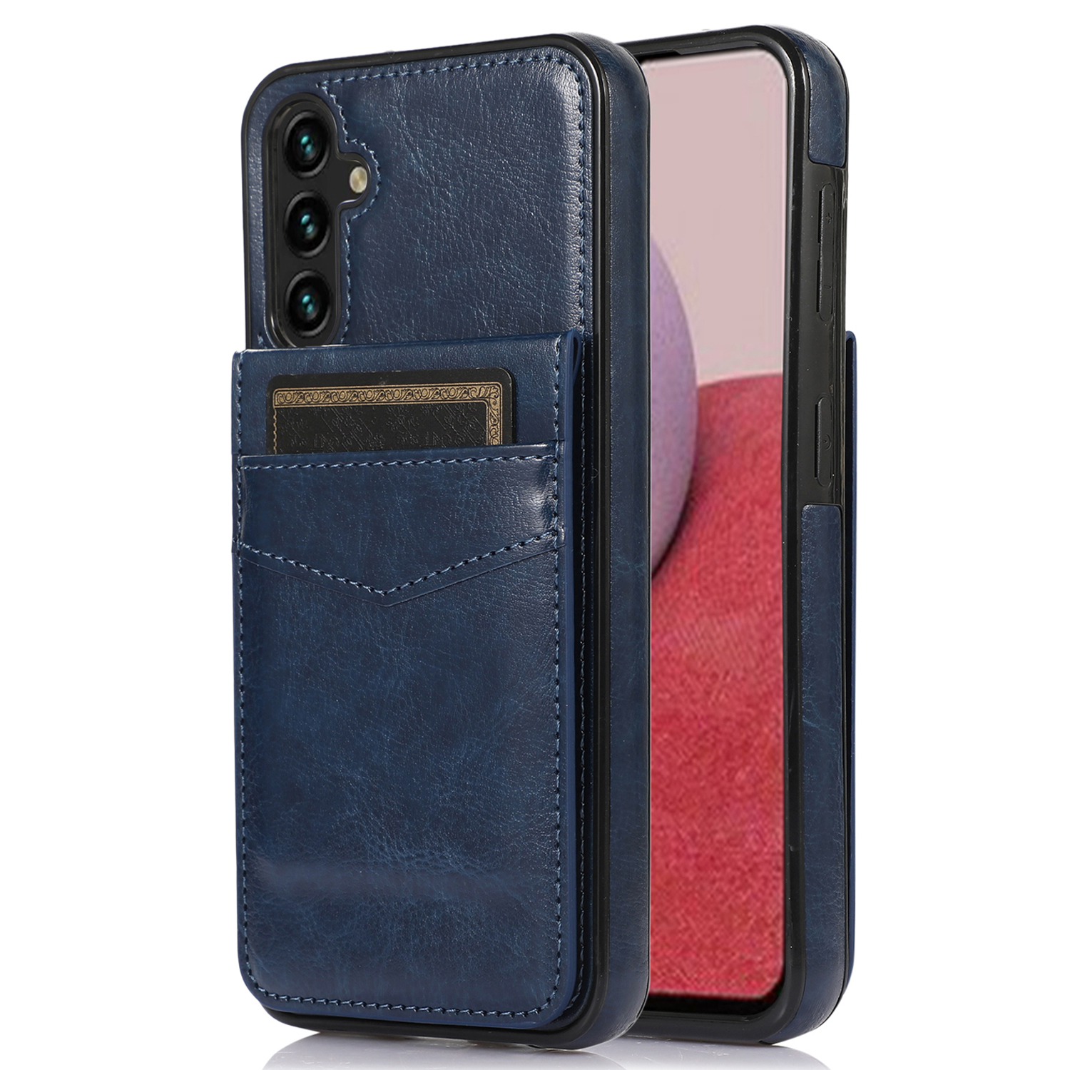 

Für Samsung Galaxy A14 5G / 4G PU Leder + TPU Kickstand -kartenhalter Handyabdeckung - Dunkelblau, Galaxy A14 5G
