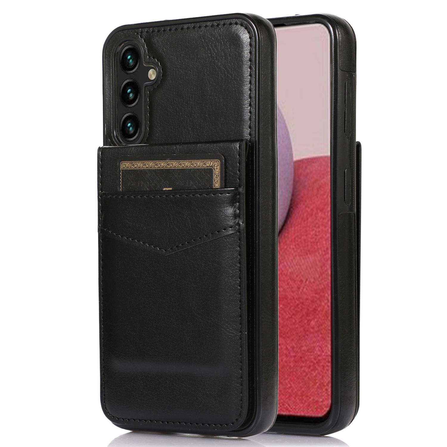 

Für Samsung Galaxy A14 5G / 4G PU Leder + TPU Kickstand -kartenhalter Handyabdeckung - Schwarz, Galaxy A14 5G