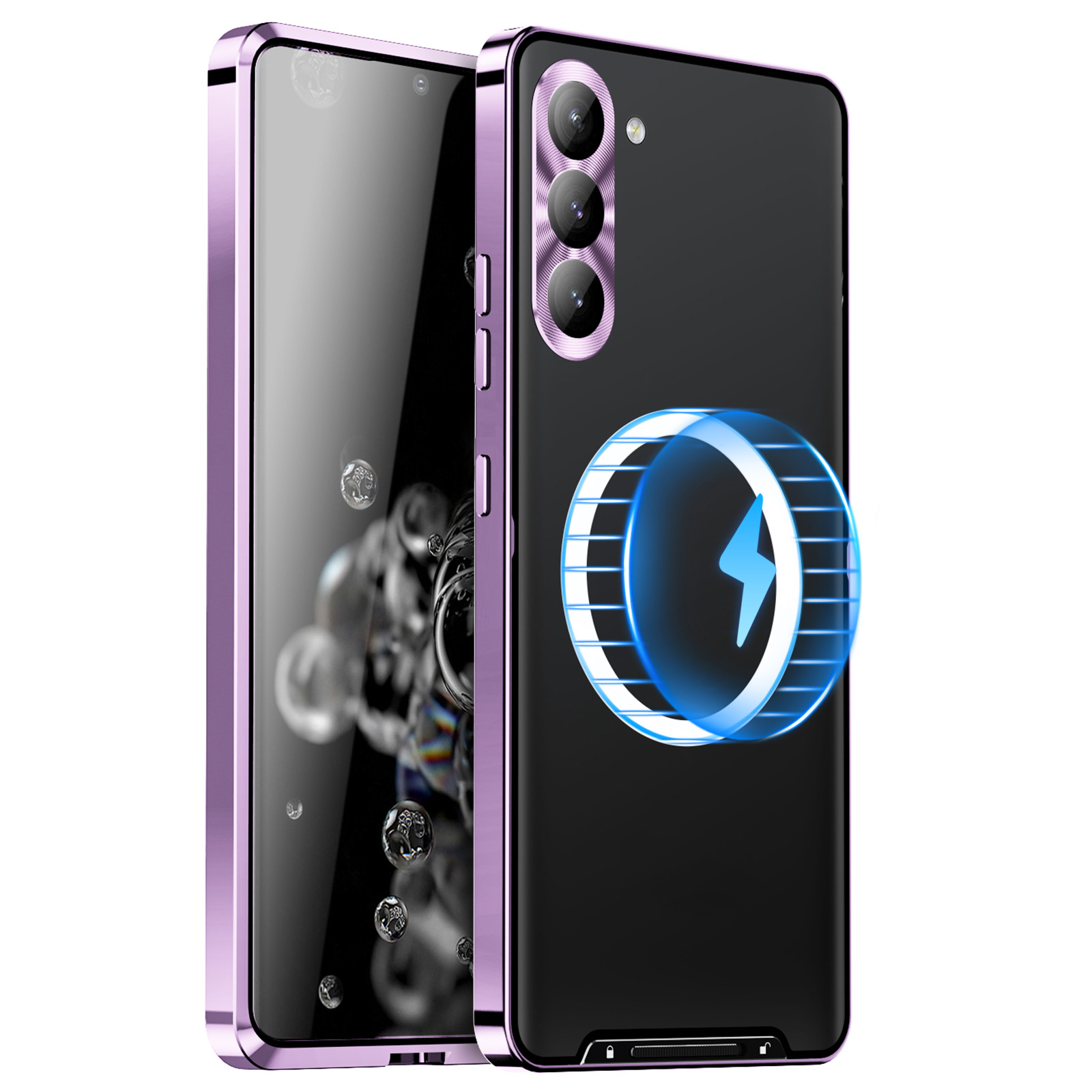 

Für Samsung Galaxy S23 fe Magnetic Phone Case Camera Protection Metal Frame Mattes Rückenabdeckung - Lila, Galaxy S23 FE