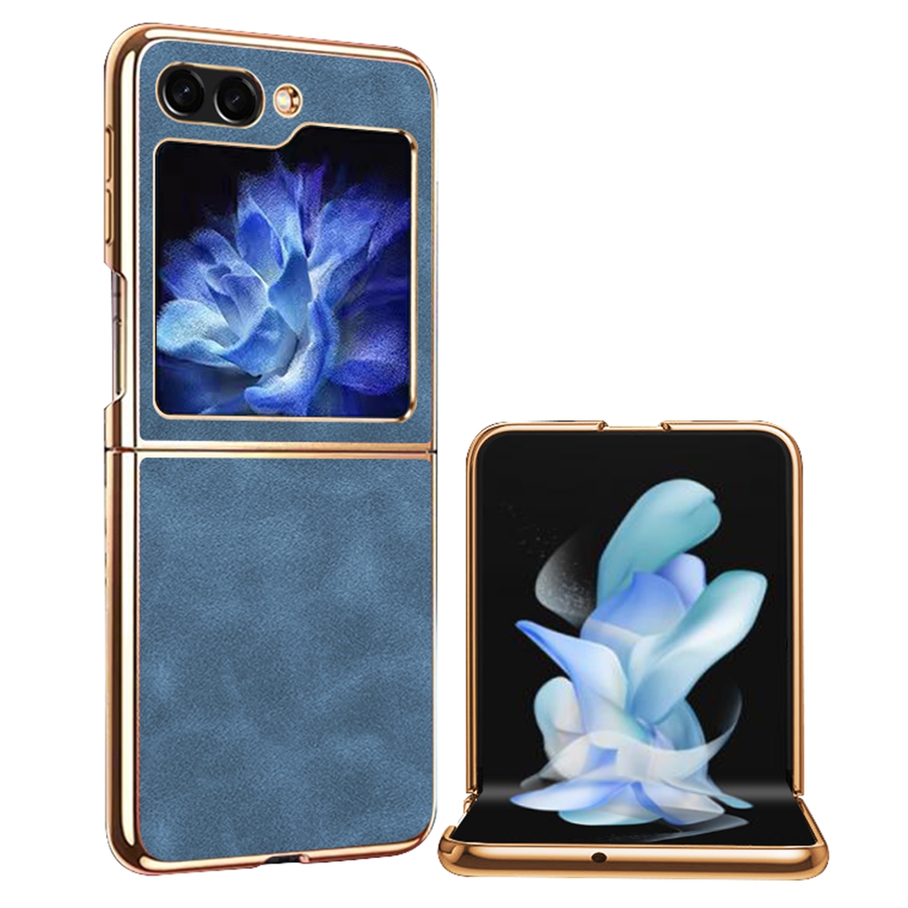 

Für Samsung Galaxy Z Flip5 5G Strukturierte PU -leder -pc -faltphase -abdeckung Ultra Dünner Elektroplatter Gehäuse - Blau, Galaxy Z Flip5 5G