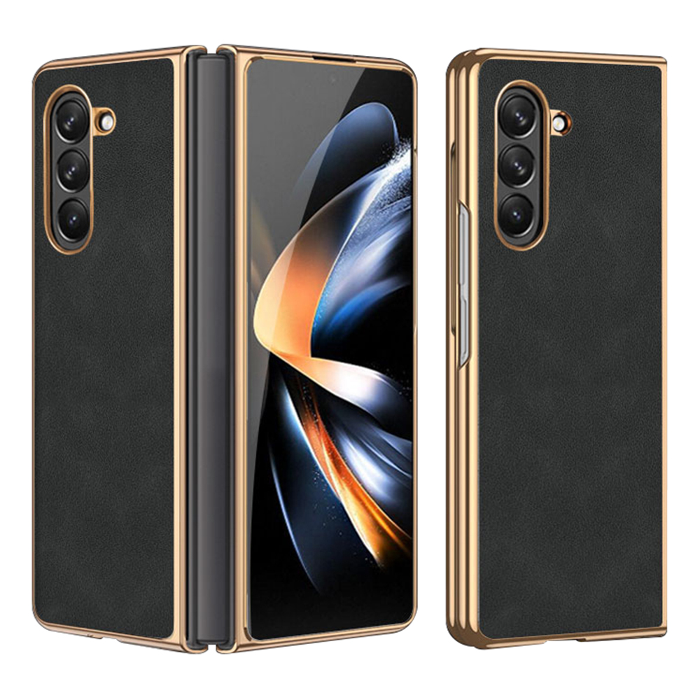 

Für Samsung Galaxy Z Fold5 5G Herbst -proof Strukturierte PU -leder -pc -faltphase -abdeckung Ultra Dünner Elektroplatter Gehäuse - Schwarz, Galaxy Z Fold5 5G