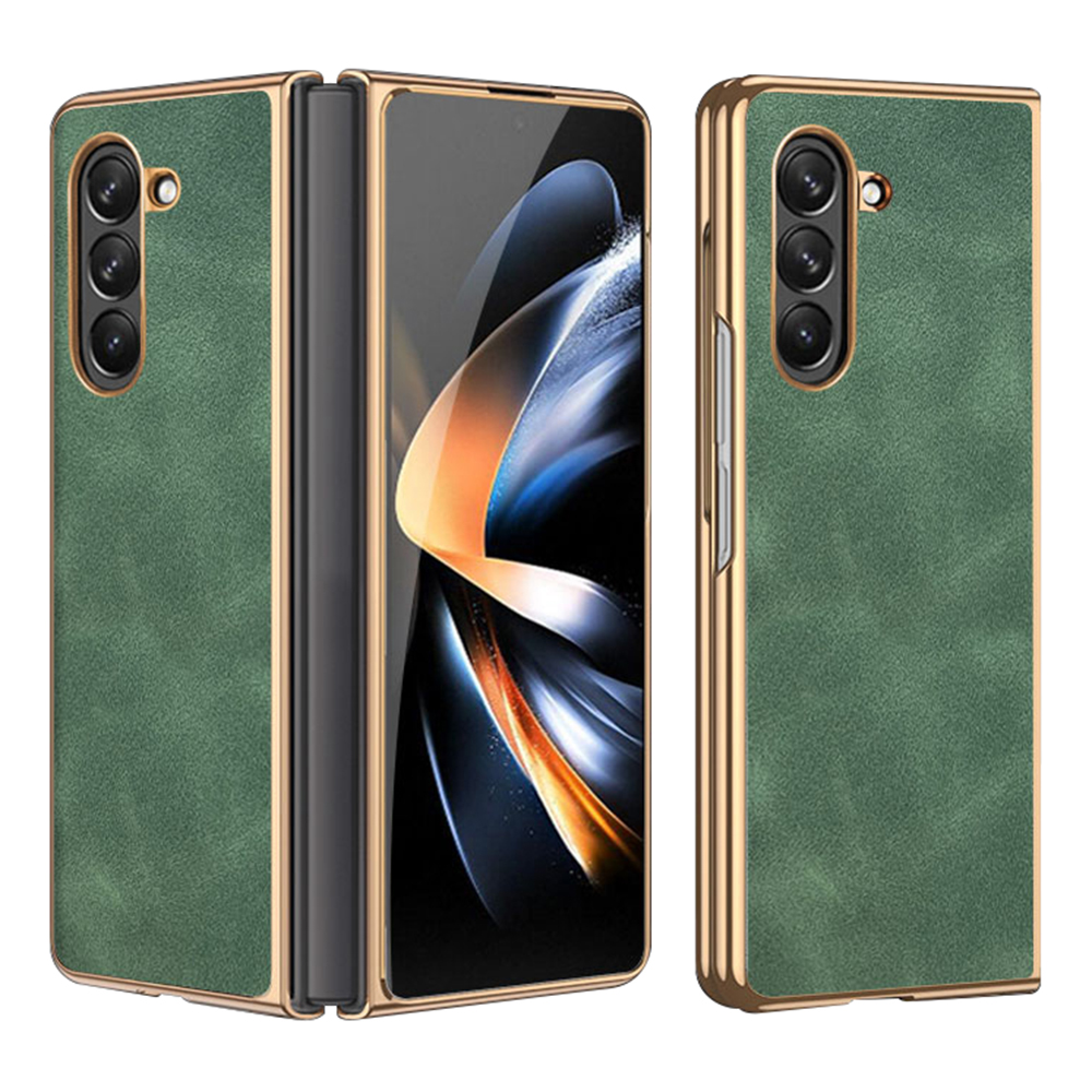 

Für Samsung Galaxy Z Fold5 5G Herbst -proof Strukturierte PU -leder -pc -faltphase -abdeckung Ultra Dünner Elektroplatter Gehäuse - Grün, Galaxy Z Fold5 5G