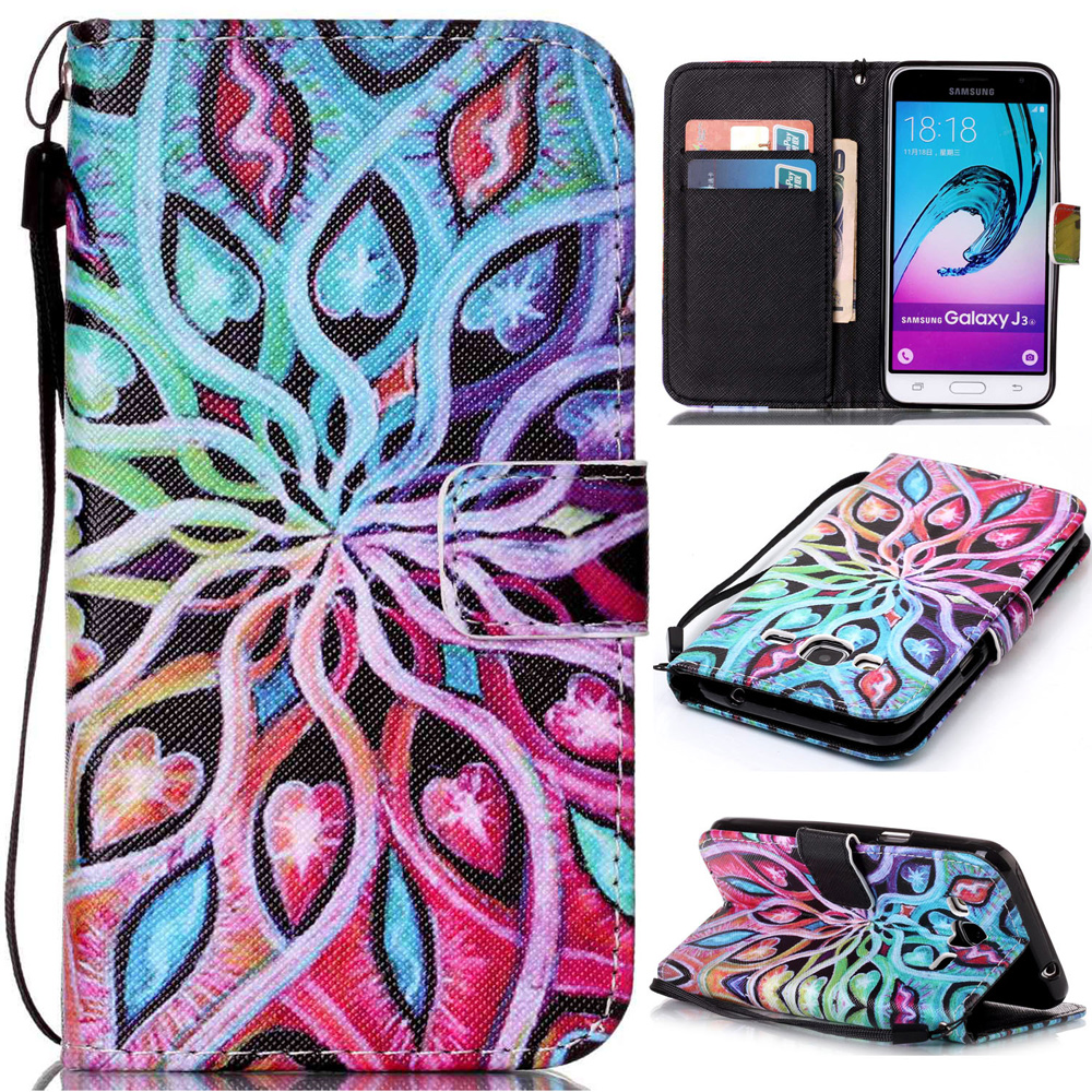 

Pattern Printing Leather Card Holder Case for Samsung Galaxy J3 (2016) / J3 - Hearts and Vines, Galaxy J3
