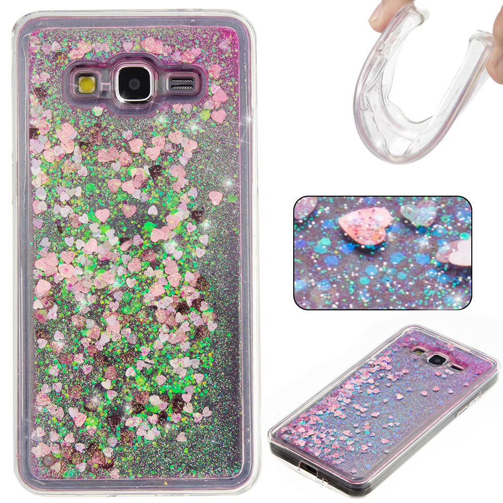 

Floating Liquid Bling Glitter Powder TPU Phone Shell for Samsung Galaxy Grand Prime SM-G530 - Pink / Green, Galaxy Grand Prime SM-G530
