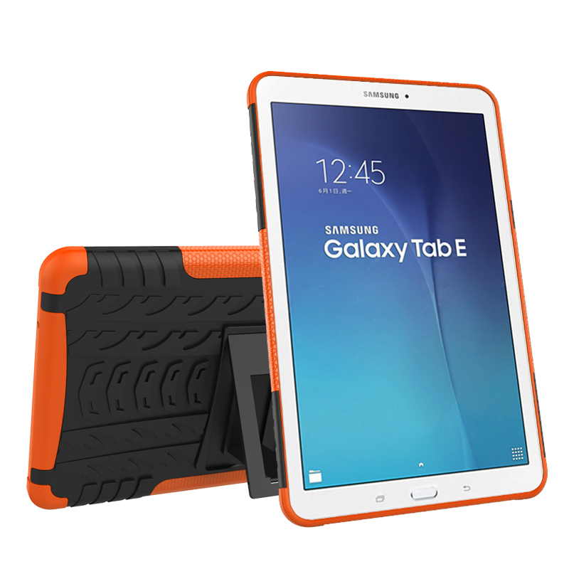 

Tire Pattern PC + TPU Kickstand Combo Cover for Samsung Galaxy Tab E 9.6 T560 - Orange, Galaxy Tab E 9.6 T560