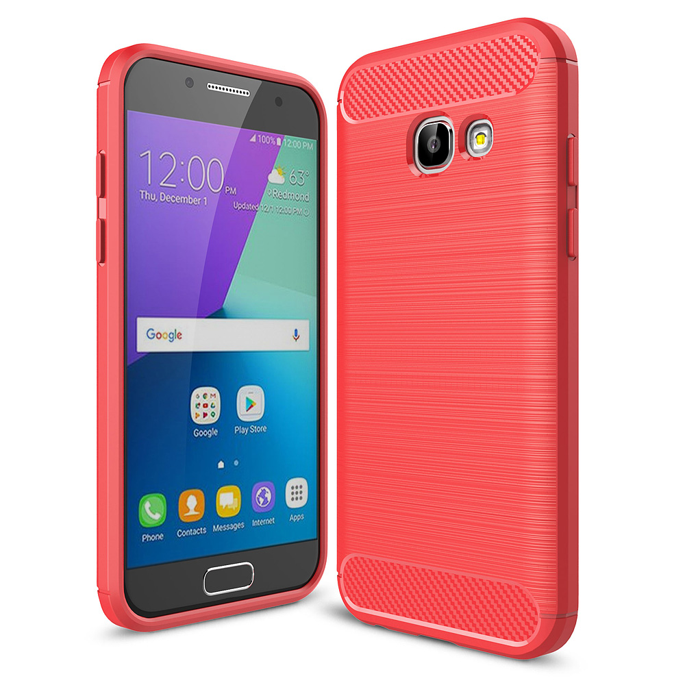 

Для Samsung Galaxy A3 (2017) Текстура Из Углеродного Волокна Щеткой TPU Сотовый Телефон - Красный, Galaxy A3 (2017)