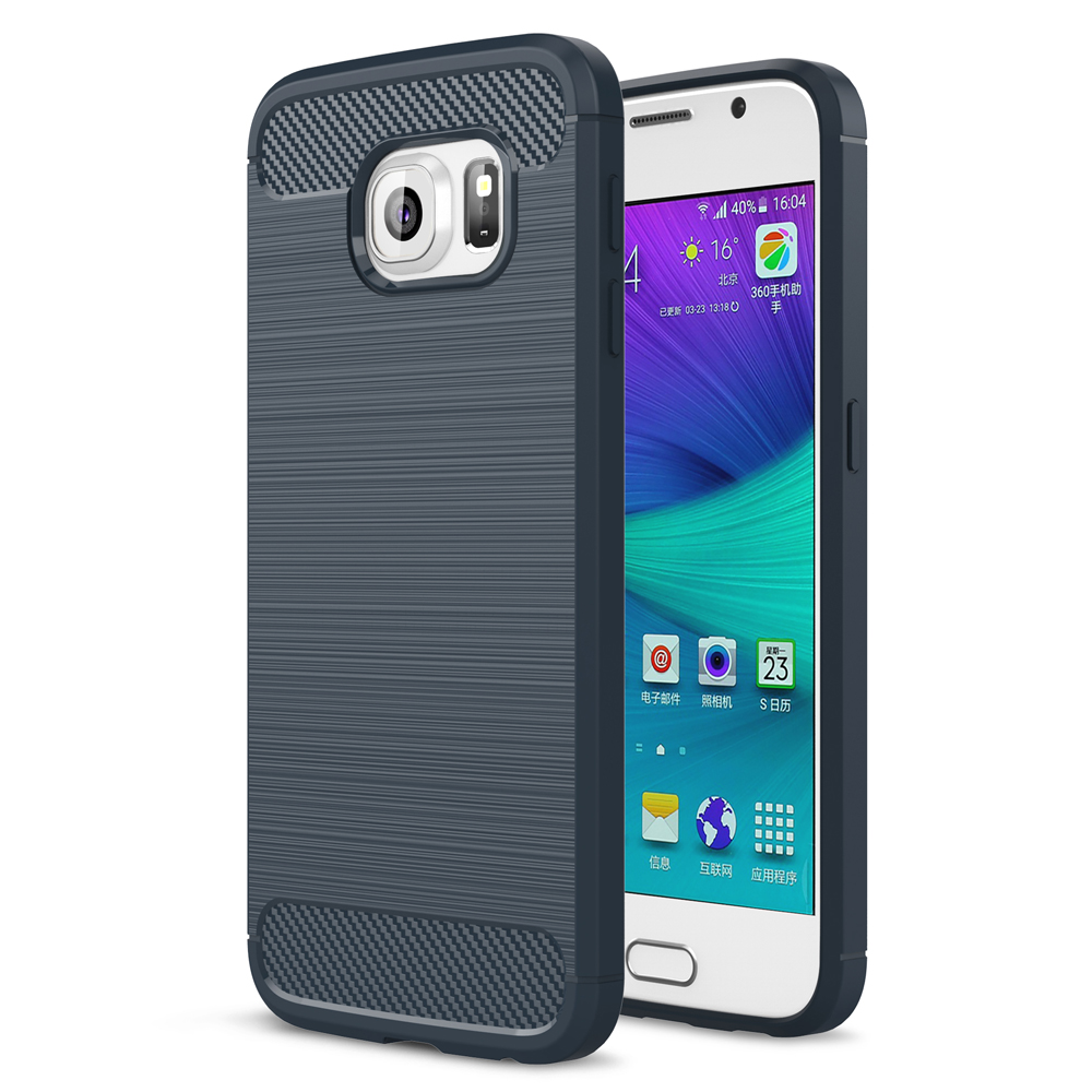 

Текстура Углеродного Волокна Щеткой Телефон ТПУ Аксессуар Для Телефона Для Samsung Galaxy S6 G920 - Темно-синий, Galaxy S6 G920