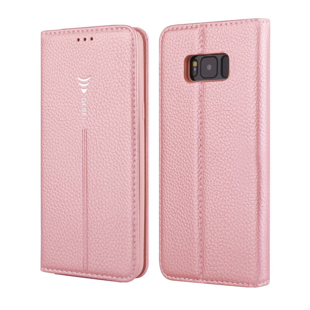 

GEBEI Card Holder Stand PU Leather Mobile Shell for Samsung Galaxy S8 G950 - Rose Gold, Galaxy S8