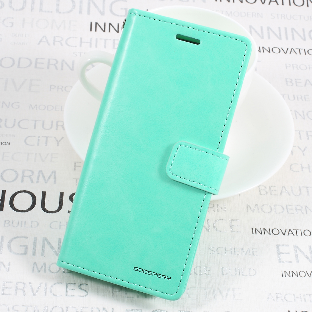 

MERCURY GOOSPERY Blue Moon for Samsung Galaxy S8 Plus SM-G955 Leather Stand Wallet Cover - Cyan, Galaxy S8+