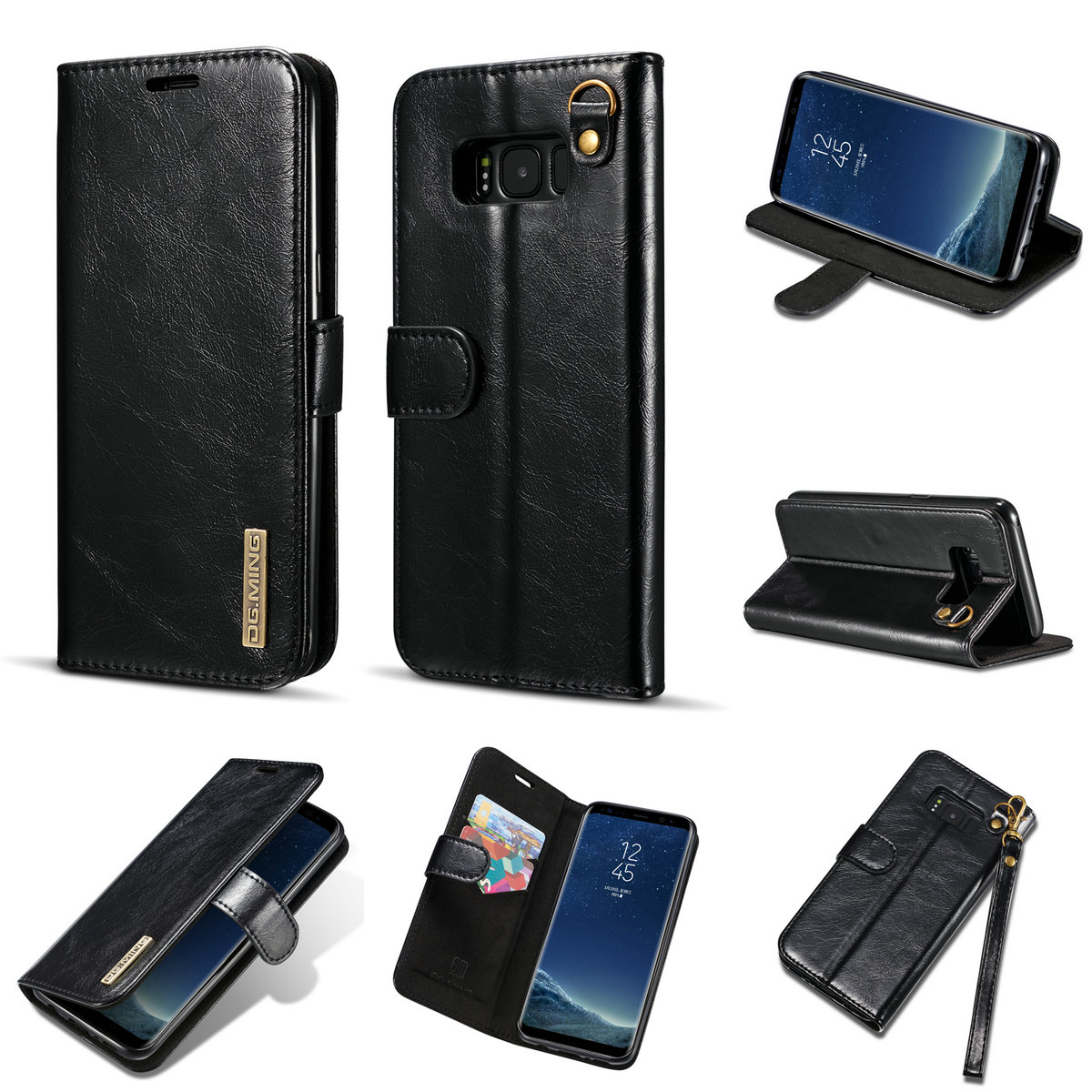 

Дг. Ming Съемный 2-в-1 Подлинный Кожаный Телефон Для Samsung Galaxy S8 Plus G955 - Черный, Galaxy S8+