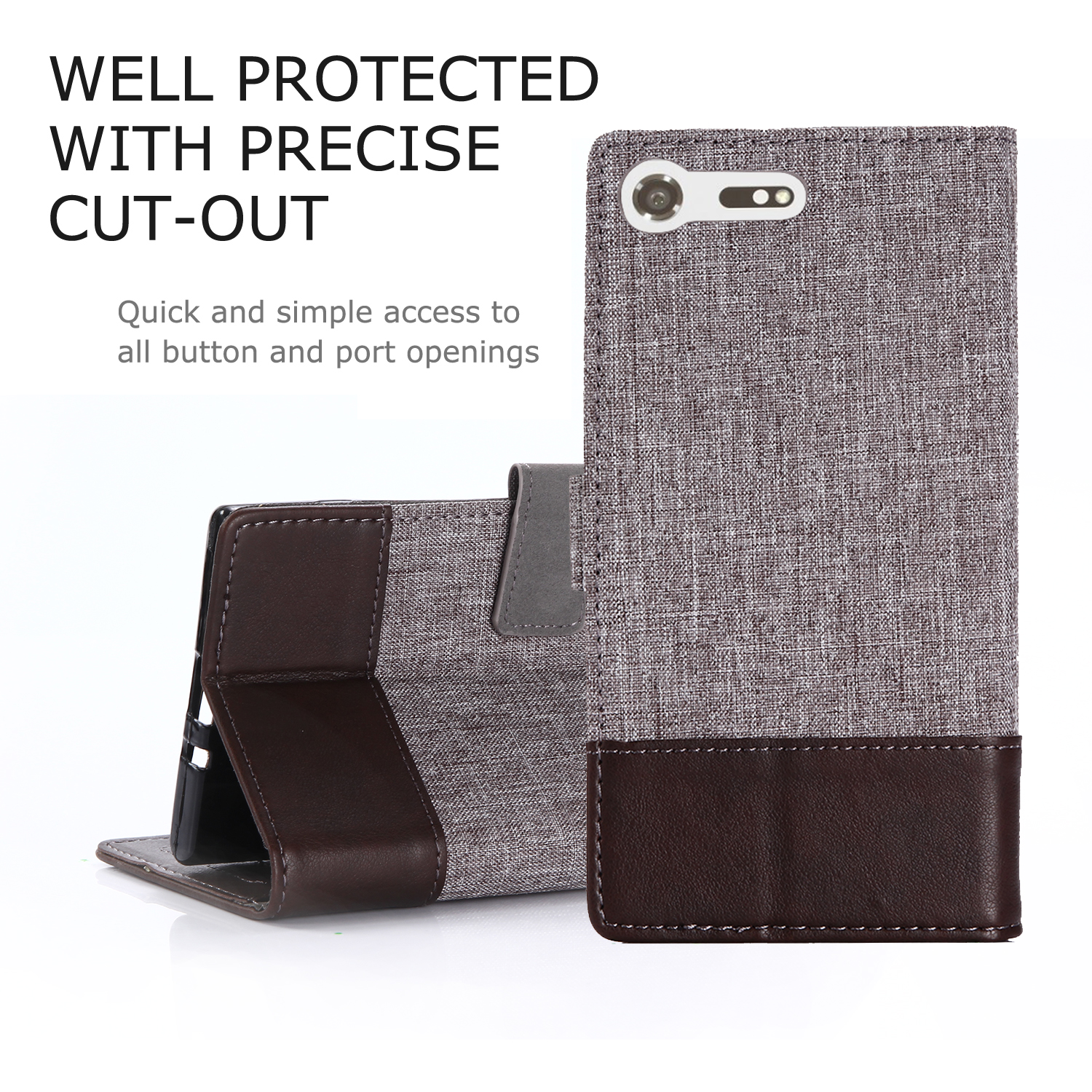 

MUXMA Leder -leinwand Spleißstand Mobiltelefon Cover Für Sony Xperia XZ Premium - Braun, Xperia XZ Premium