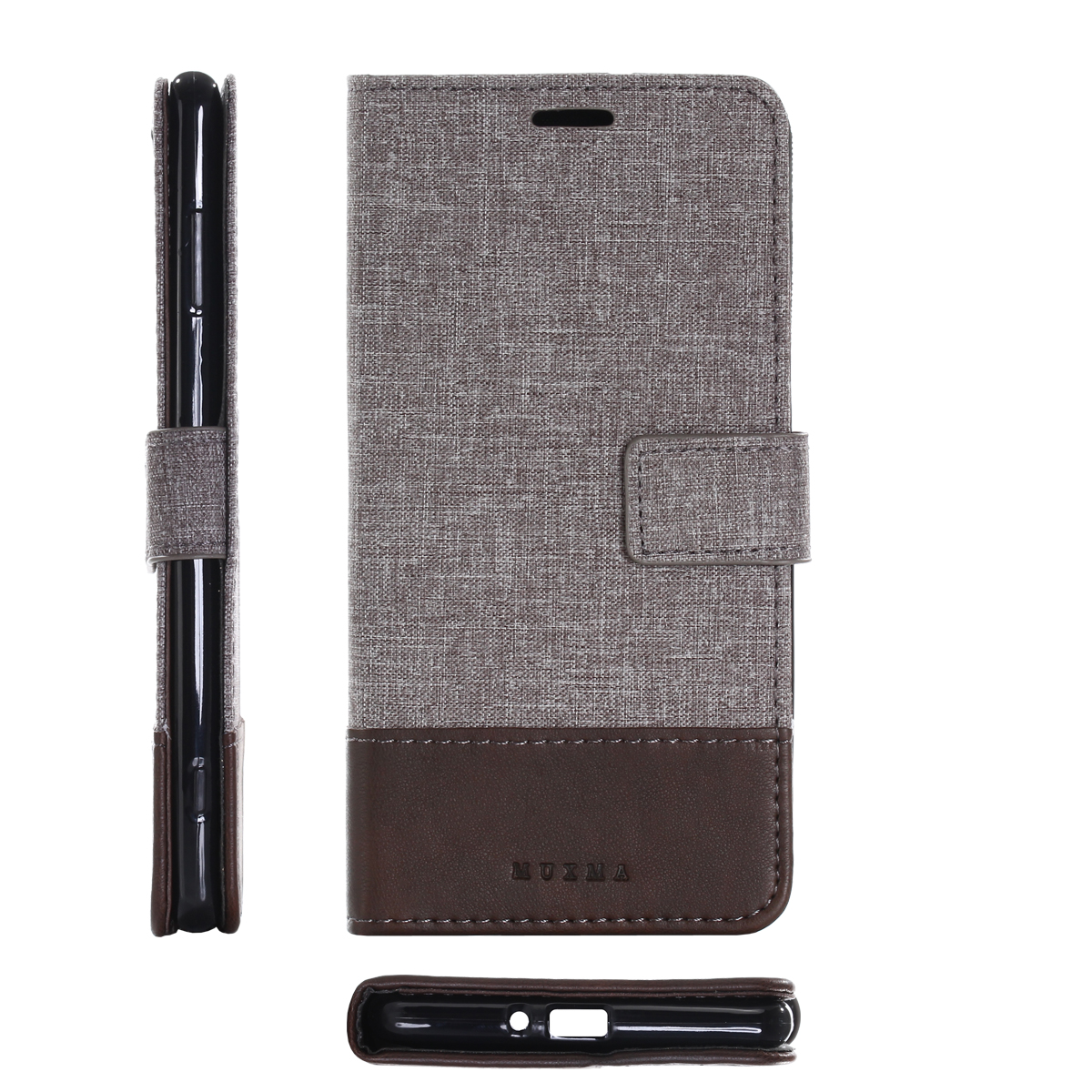

MUXMA PU Leder -leinwand Spleißbeutelständer Hülle Für Sony Xperia XZ2 Premium - Braun, Xperia XZ2 Premium