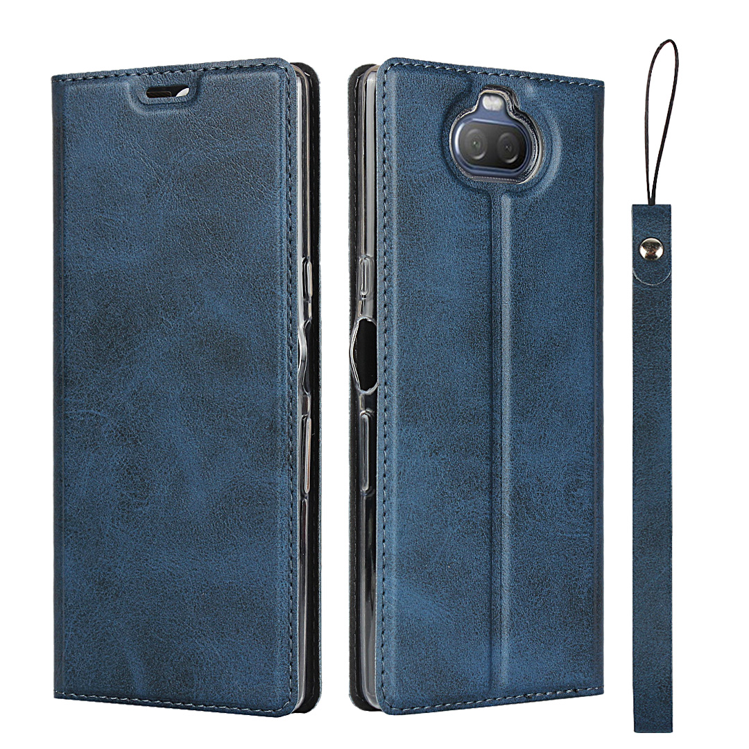 

Leather Stand Case with Card Slot Phone Shell for Sony Xperia 10/XA3 - Blue