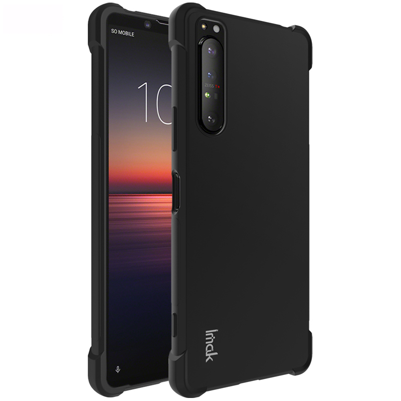 

IMAK Silky Anti-drop TPU Soft Shell Cover + Screenfilm Für Sony Xperia 1 II - Metallschwarz, Xperia 1 II