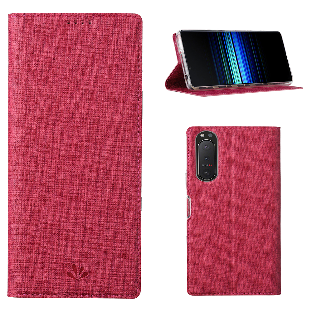 

VILI DMX Cross Texture Card Slot Stand Leder Hülle Für Sony Xperia 5 II - Rot, Xperia 5 II