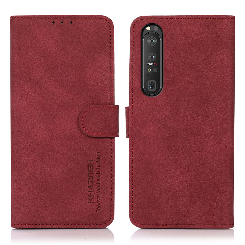 

Khazneh PU Leder Telefon Beschützer Wallet Stand Cover Shell Für Sony Xperia 1 III 5G - Rot, Xperia 1 III 5G