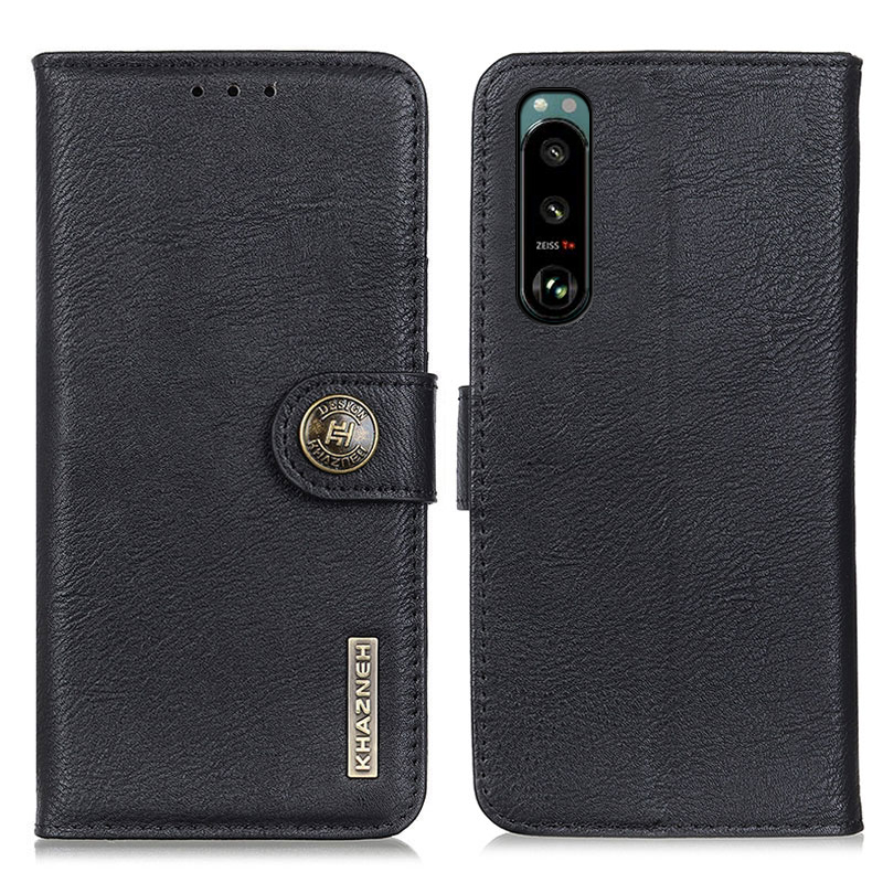 

Khazneh Leder Brieftasche Hülle Für Sony Xperia 5 III 5G - Schwarz, Xperia 5 III 5G