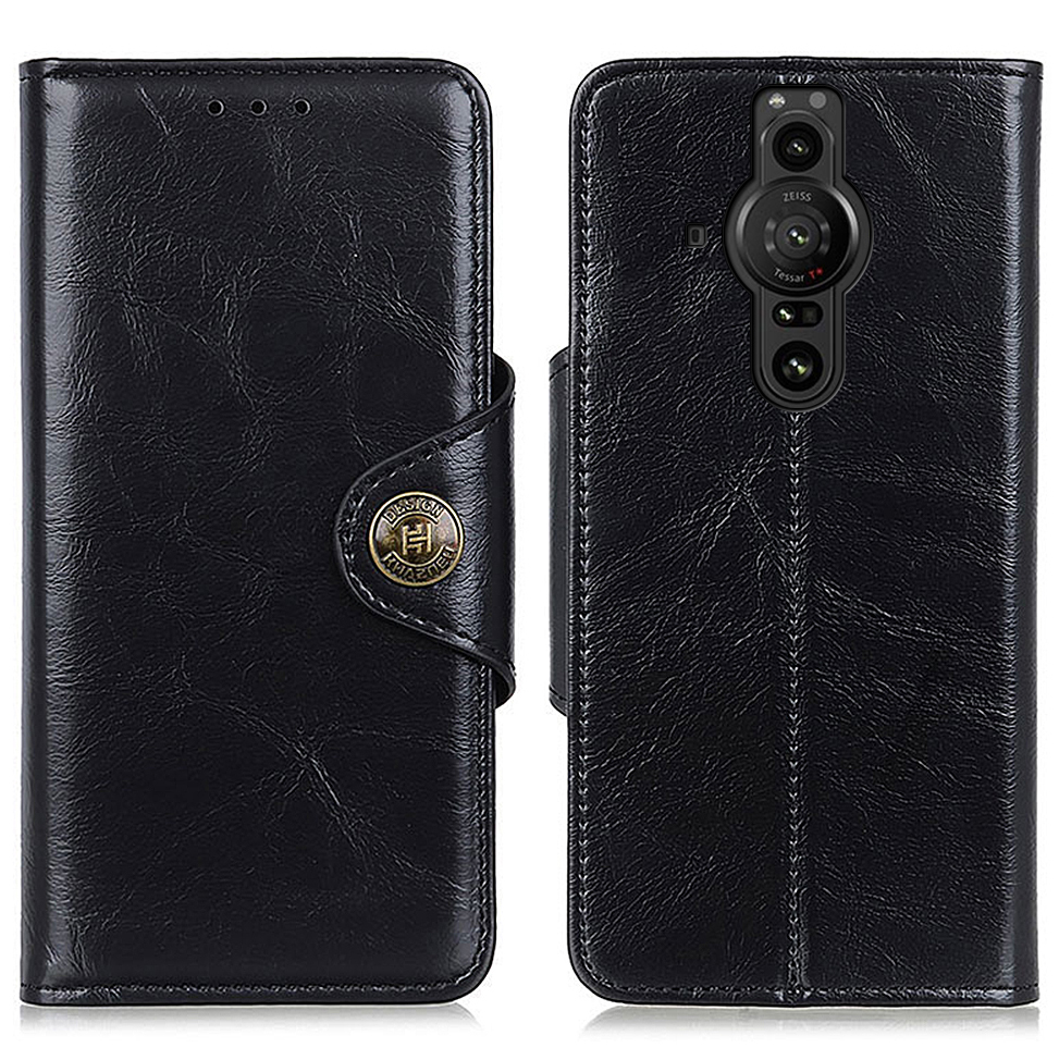 

Khazneh PU Leder Flip Wallet Hülle Ständer Magnetschockdicht Schutzabdeckung Für Sony Xperia Pro-i. - Schwarz, Sony Xperia Pro-I