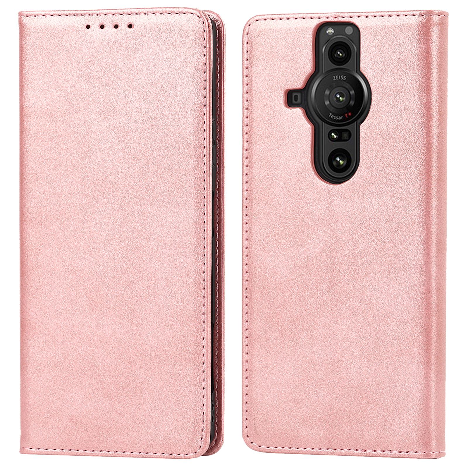 

Pour Sony Xperia Pro-I Auto-absorbed Tpu + pu Téléphone de Téléphone Portefeuille Portefeuille du Portefeuille Fonction de Téléphone - or Rose