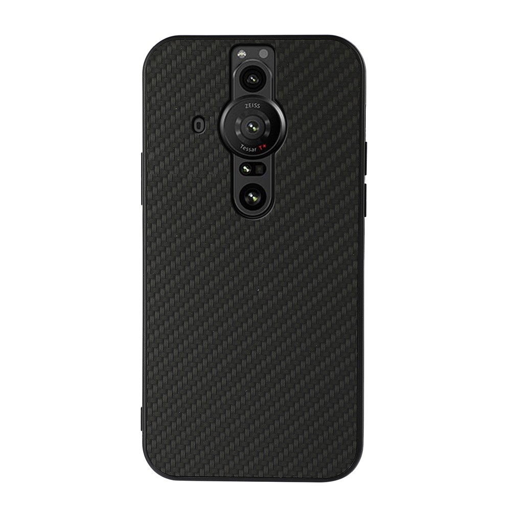 

Kohlefaser Textur PU Lederbeschichtung Telefon Hülle PC + TPU Hybridschutzschutz Für Sony Xperia Pro-I - Schwarz, Sony Xperia Pro-I