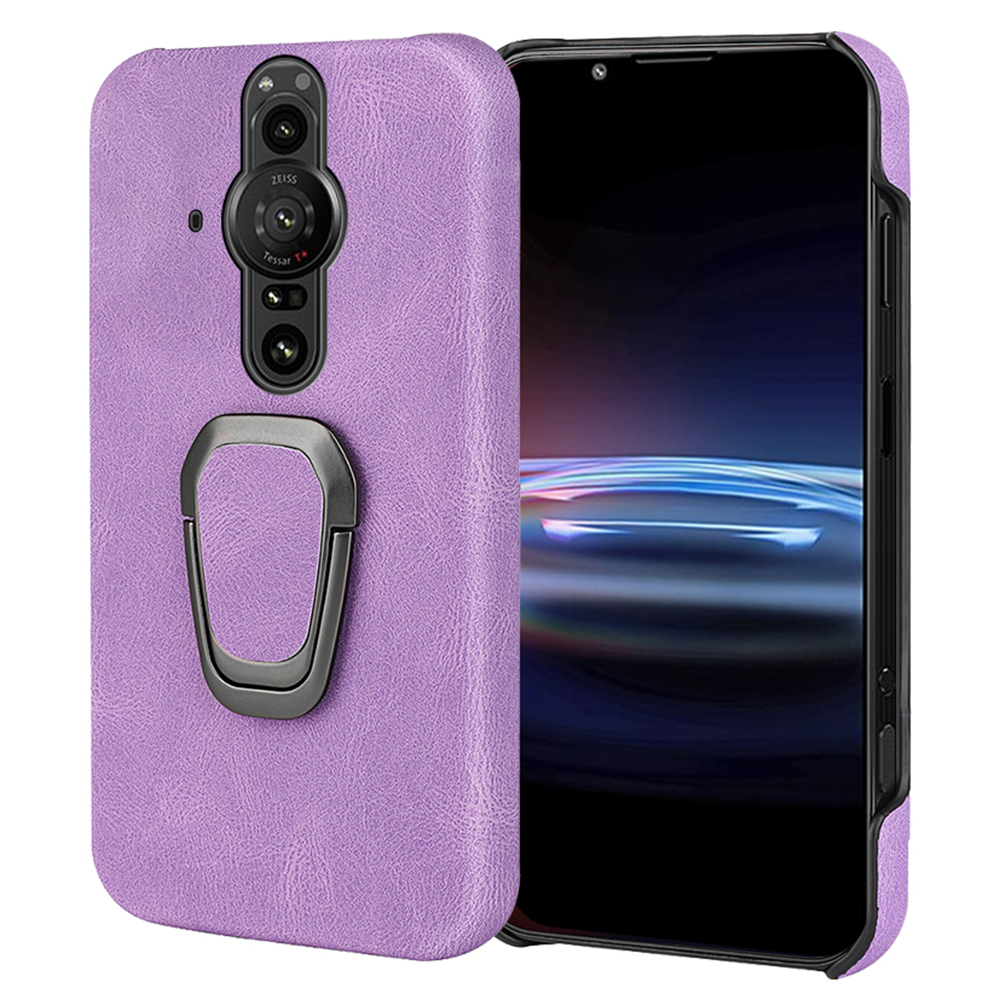 

Soft PU Leder + Hartes PC Slim Fit Protective Phone Hülle Mit Ring-ständer Für Sony Xperia Pro-I - Violett, Sony Xperia Pro-I
