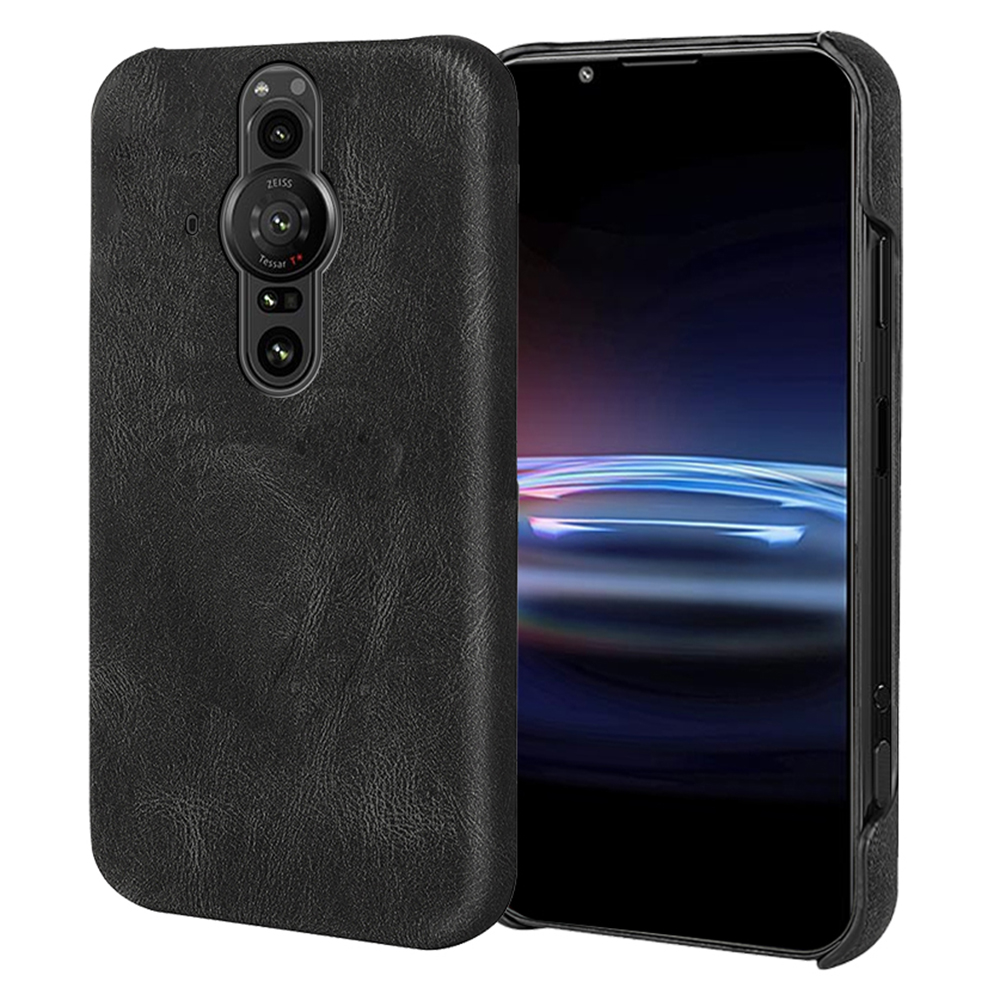 

Unvollständige Abdeckung Hartschale Texturierte PU-Lederbeschichtete PC-Telefonkasten Für Sony Xperia Pro-I - Schwarz, Sony Xperia Pro-I