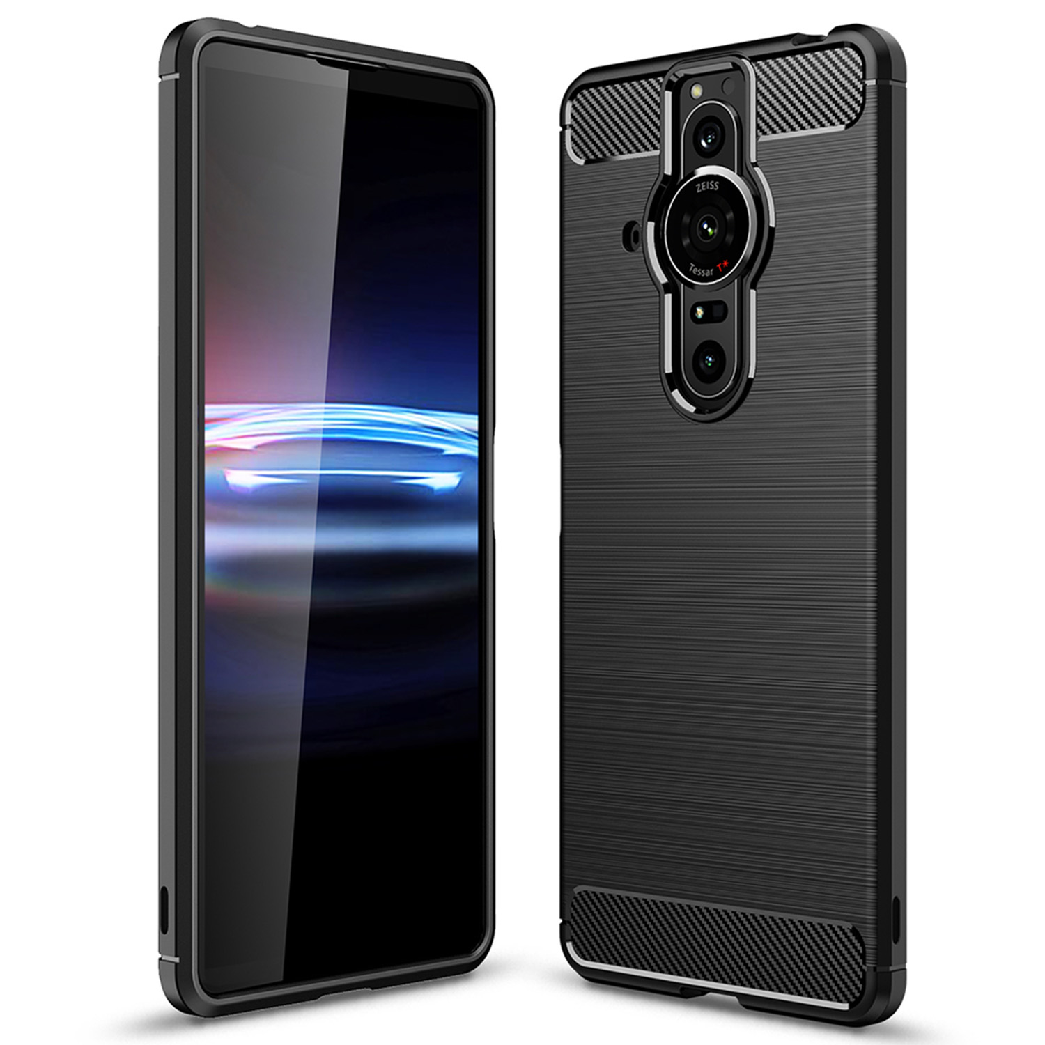 

Ultra-dünnes Weiches Tpu-gehäuse Für Sony Xperia Pro-I, Carbonfaser-textur Gebürstete Oberfläche Anti-fingerabdruck-telefonabdeckung - Schwarz, Sony Xperia Pro-I