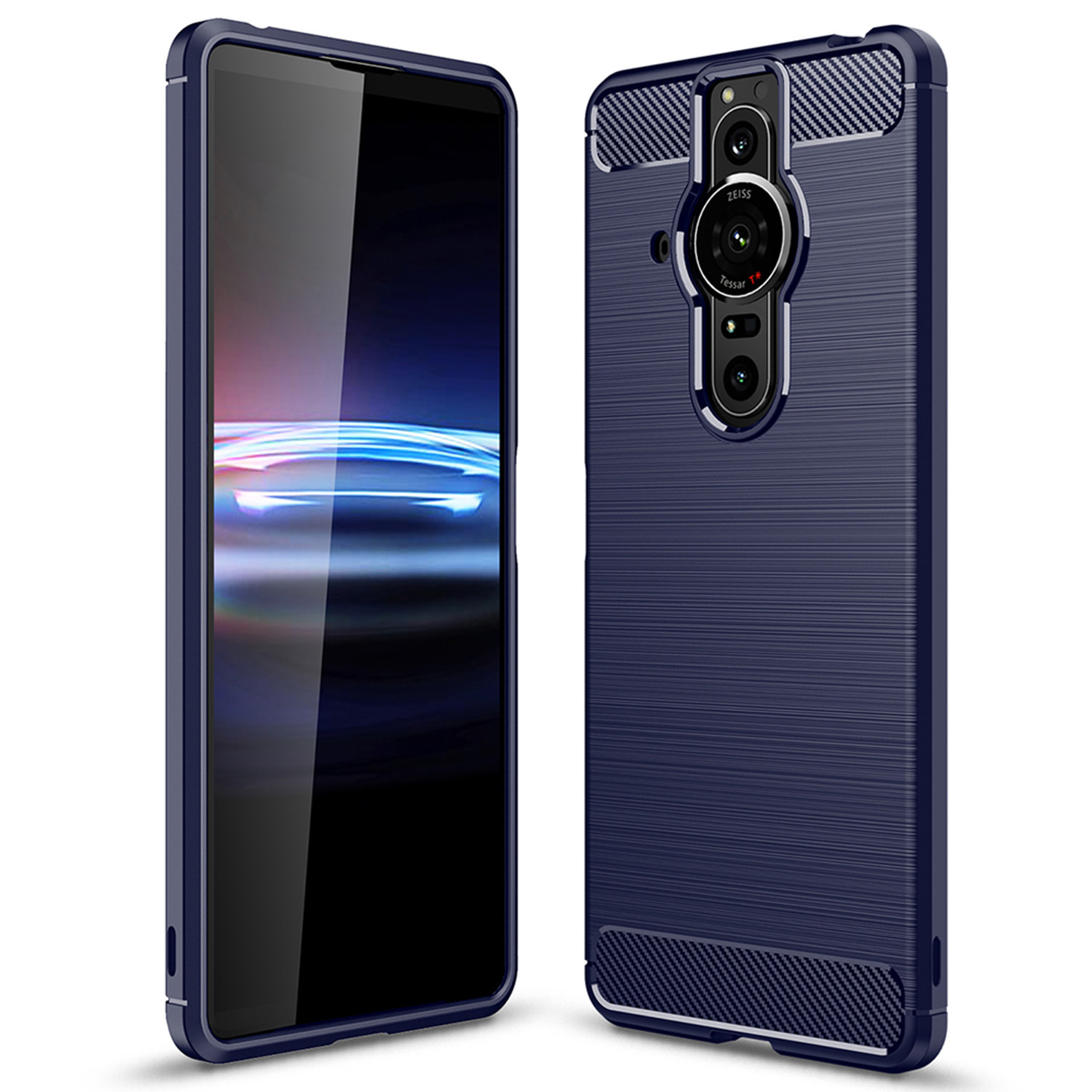 

Ultra-dünnes Weiches Tpu-gehäuse Für Sony Xperia Pro-I, Carbonfaser-textur Gebürstete Oberfläche Anti-fingerabdruck-telefonabdeckung - Blau, Sony Xperia Pro-I