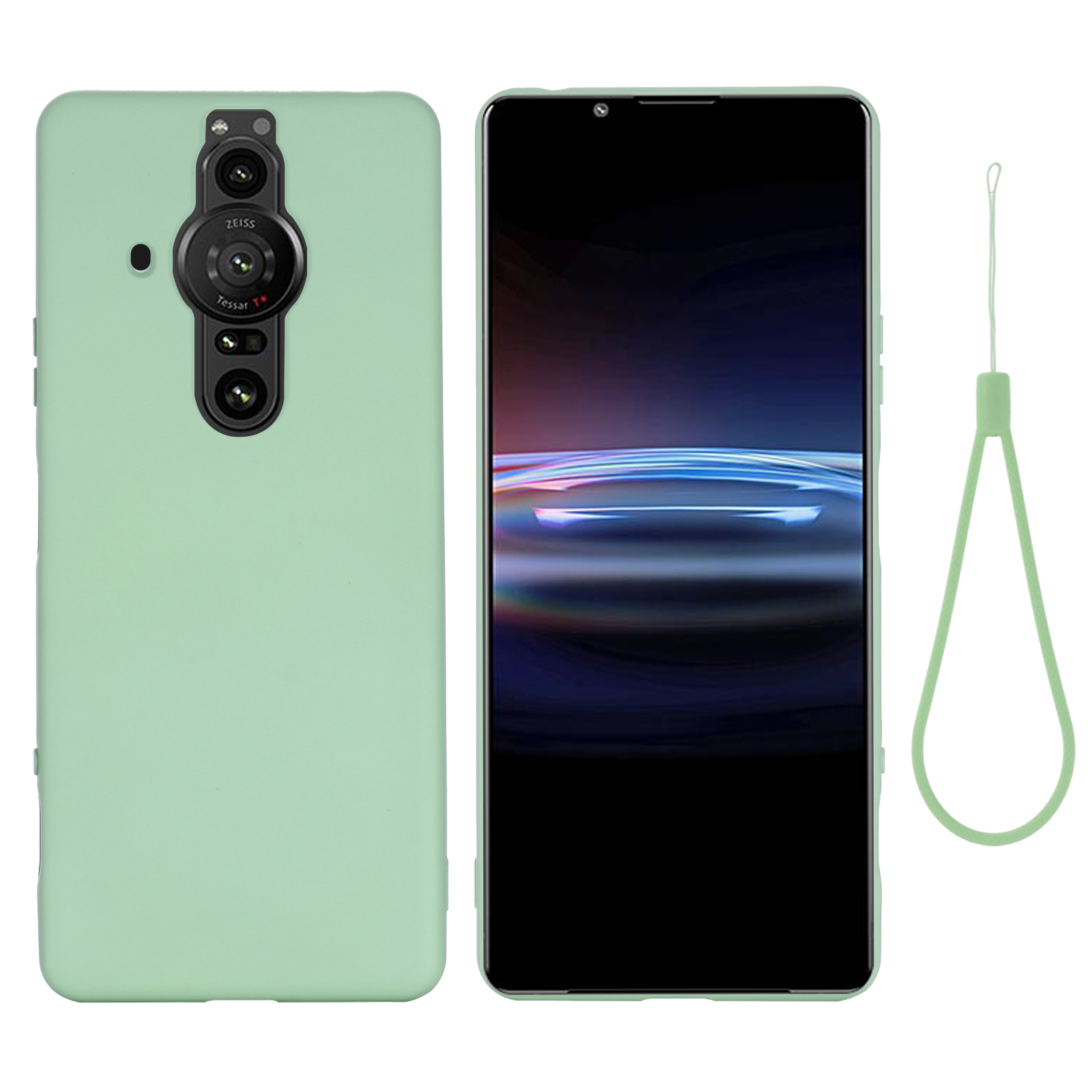 

Für Sony Xperia Pro-I Flüssiges Silikon-weichmikrofaserfutter Drop-proof-telefonhülle Mit Riemen - Grün, Sony Xperia Pro-I