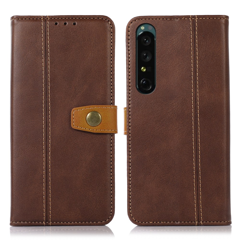 

Strukturierte Pu-ledertasche Für Sony Xperia 1 IV, Allround-mobiltelefonhülle Mit Brieftaschenstand - Kaffee, Sony Xperia 1 IV 5G