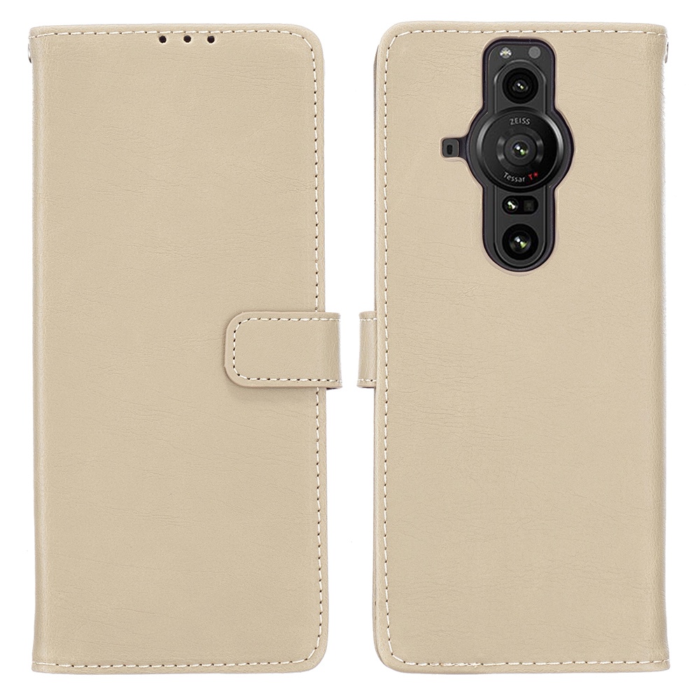 

Für Sony Xperia Pro-i pu Leder Vintage Stand Folio Cover Verrückte Pferde Textur Schocksicheres Flip Folio Wallet Hülle - Grau, Sony Xperia Pro-I