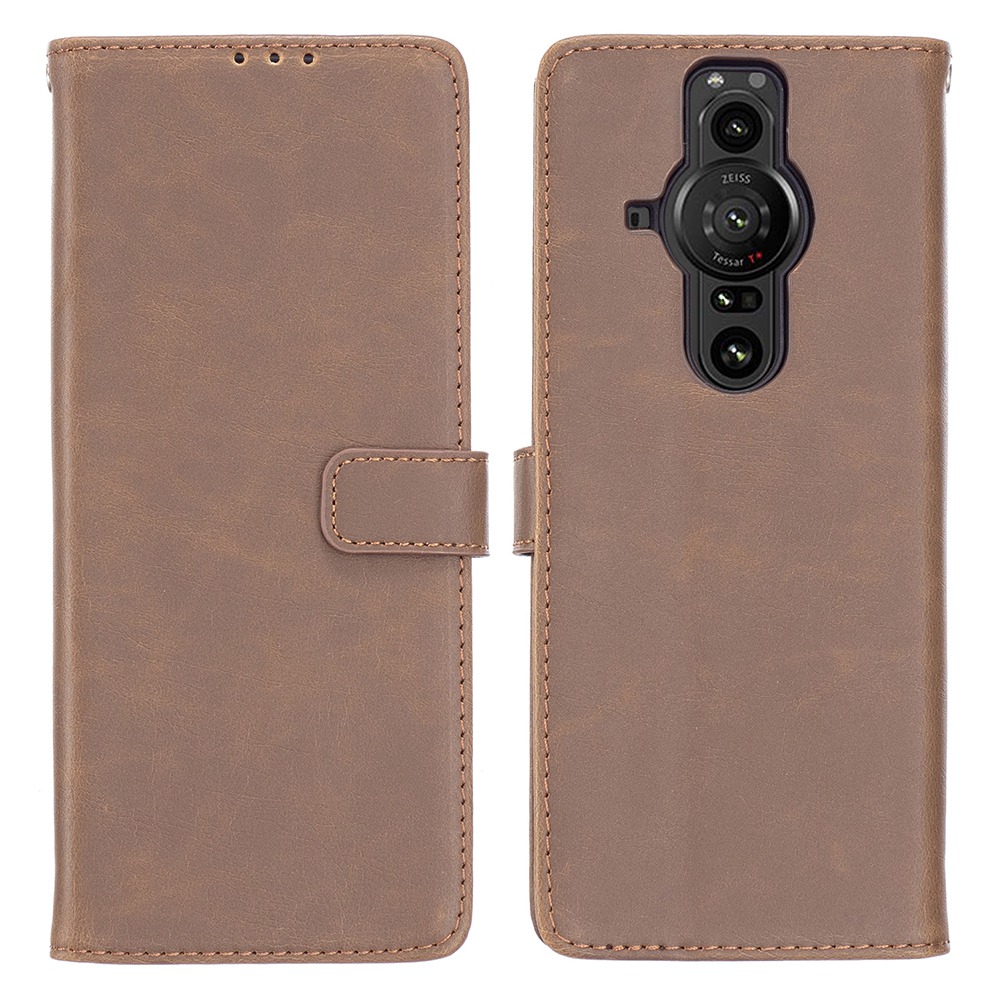 

Für Sony Xperia Pro-i pu Leder Vintage Stand Folio Cover Verrückte Pferde Textur Schocksicheres Flip Folio Wallet Hülle - Kaffee, Sony Xperia Pro-I