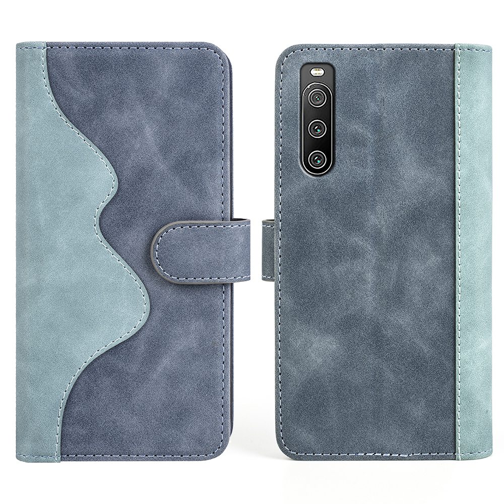 

Für Sony Xperia 10 IV Spleißdesign-brieftaschenstil Full Protection Ledermagnetrop-proof-mobiltelefonhülle Mit Ständer - Blau, Sony Xperia 10 IV 5G
