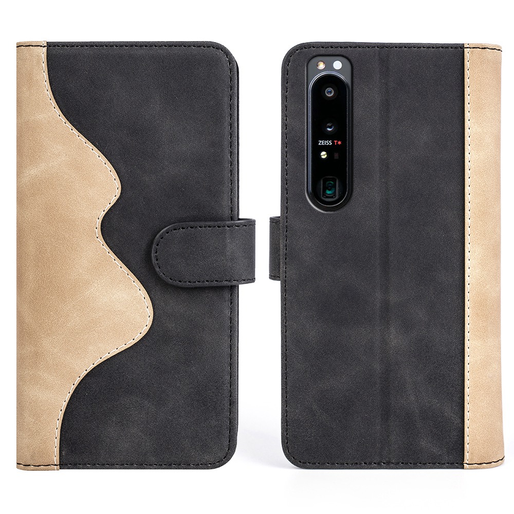 

Für Sony Xperia 1 IV Verstellbare Ständer Brieftaschenfunktion Spleiß Design Leder Magnetic Flip Phone Shell Hülle - Schwarz, Sony Xperia 1 IV 5G