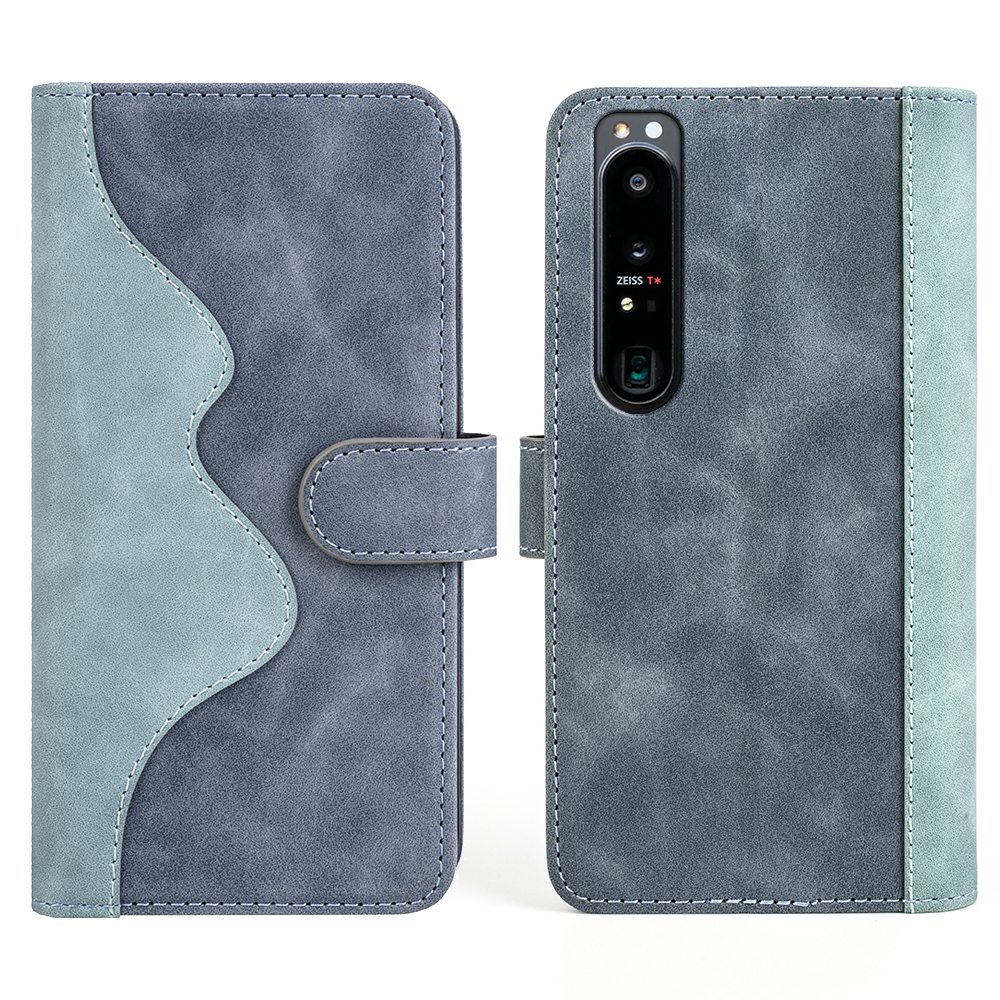 

Für Sony Xperia 1 IV Verstellbare Ständer Brieftaschenfunktion Spleiß Design Leder Magnetic Flip Phone Shell Hülle - Blau, Sony Xperia 1 IV 5G