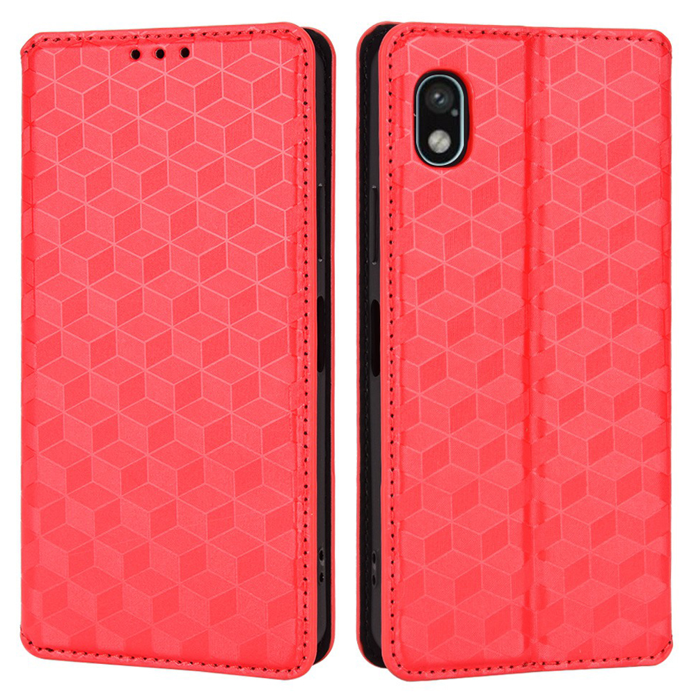 

Gespürtes Rhombus -mustergehäuse Für Sony Xperia Ace III, PU Leder Brieftasche Magnetic Absorption Flip Cover - Rot, Sony Xperia Ace III
