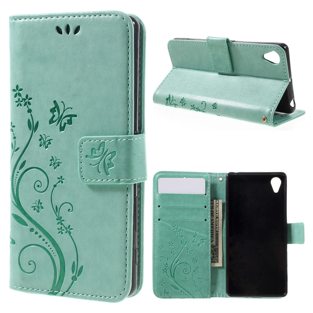 

Boîtier de Boîtier en Cuir Papillon Pour Sony Xperia X - Cyan