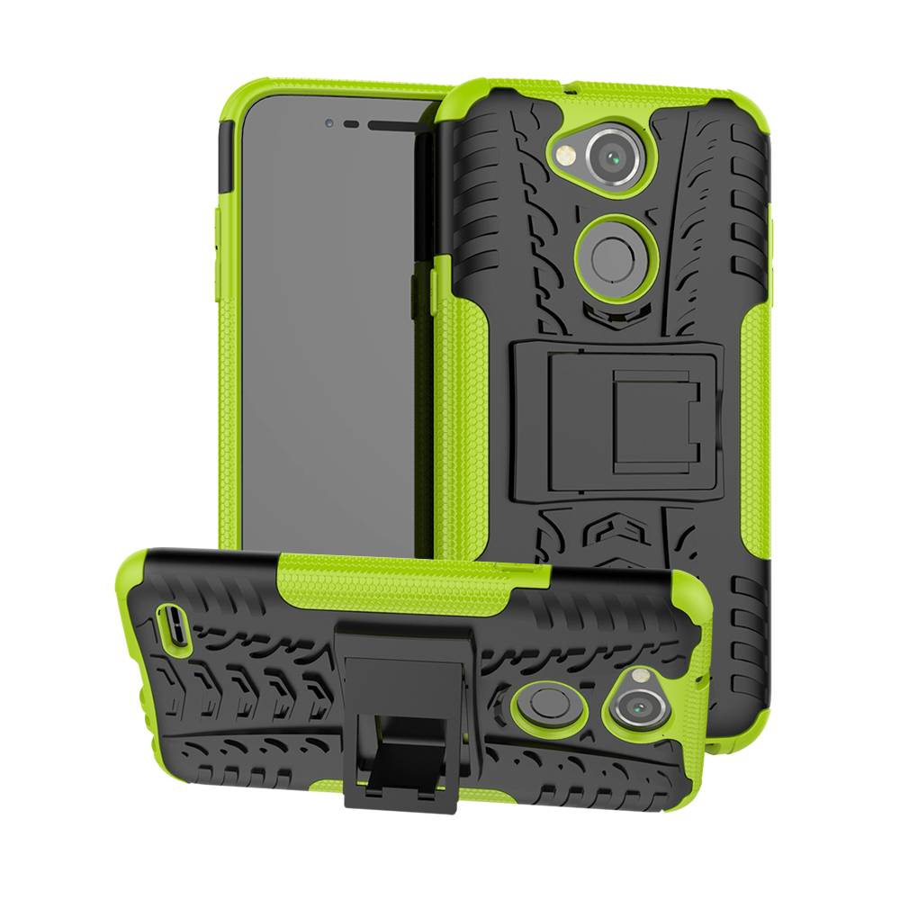 

Tyre Pattern PC TPU 2-in-1 Hybrid Mobile Case with Kickstand for LG X Power 3 - Green
