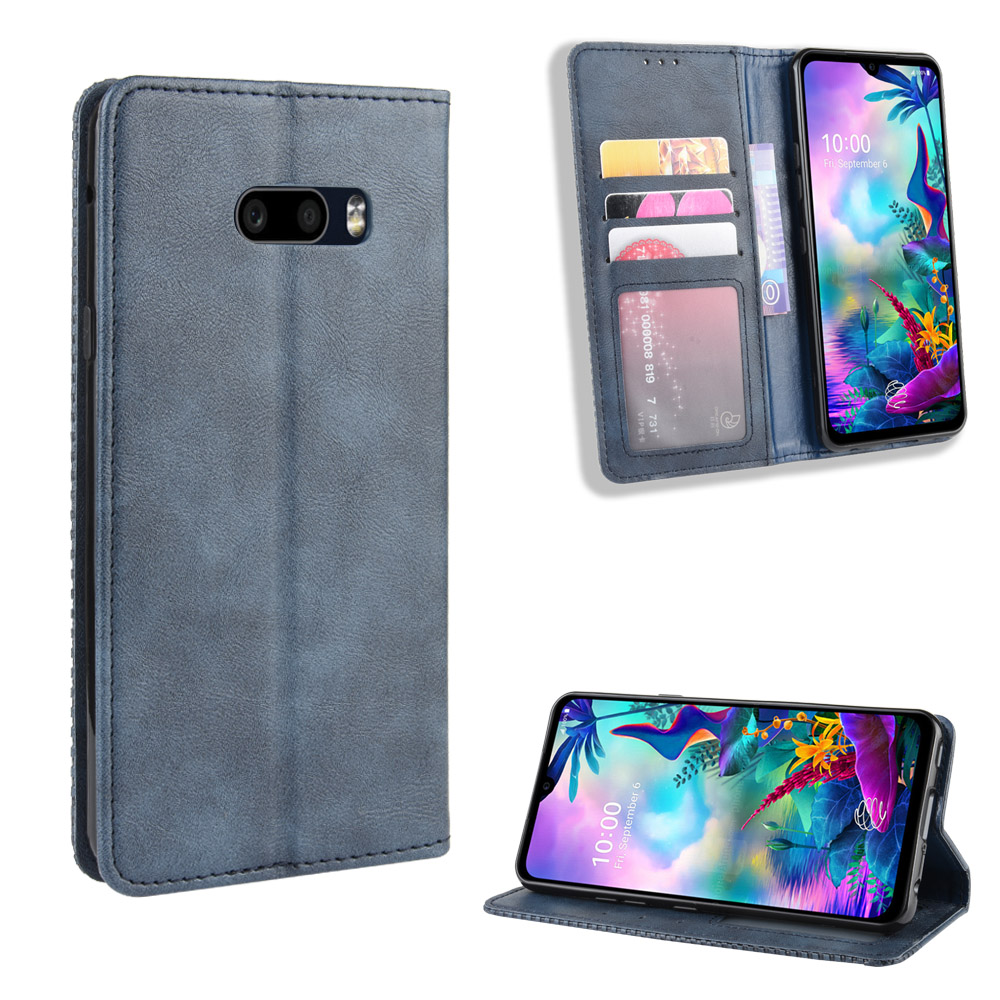 

Vintage Style Leather Wallet Casing for LG G8X ThinQ/V50S ThinQ - Blue, LG LG G8X ThinQ