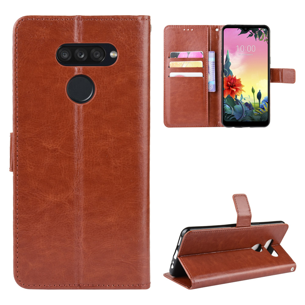 

Crazy Horse Wallet Leather Stand Case for LG K50S - Brown